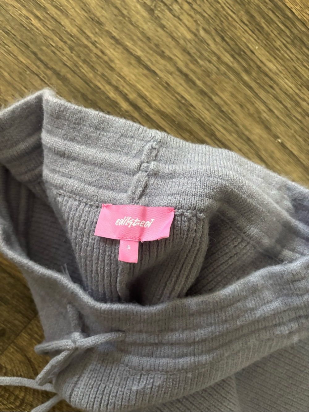 Edikted Light Gray Ribbed Track Joggers - Picture 2 of 2
